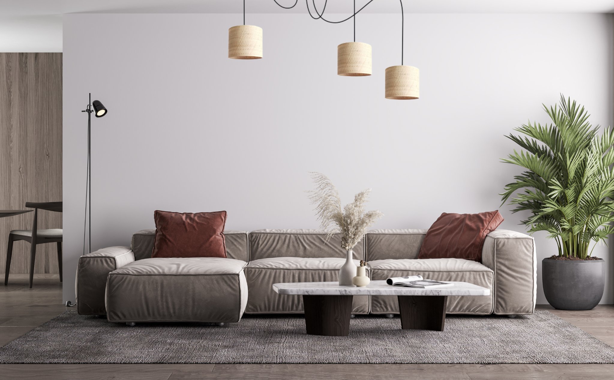 Lampa wisząca Solar Lampa wisząca sufitowa pająk czarna BOHO rattan 3 żarówki