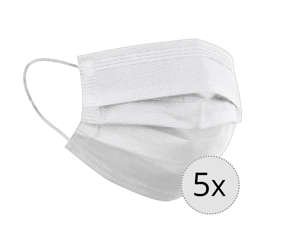 Maseczka ochronna 3-warstwowa wielokrotnego użytku zestaw 5 sztuk
