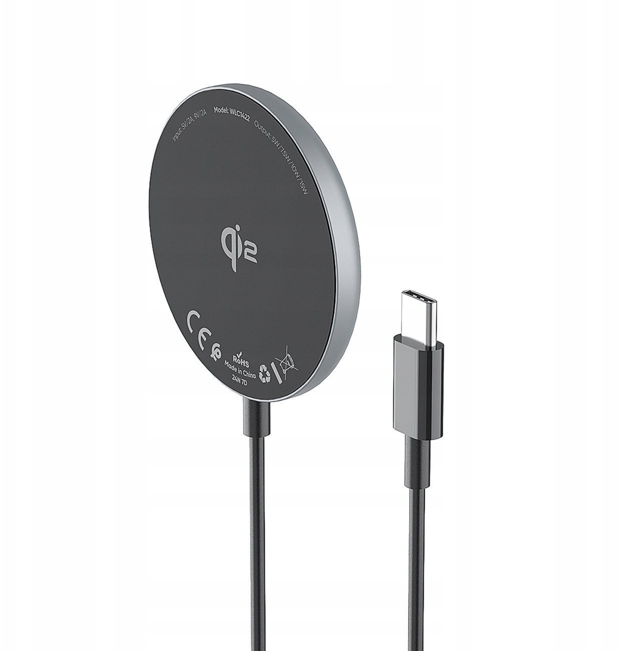 Ładowarka indukcyjna magnetyczna Wozinsky 15W bezprzewodowa Qi2 - czarna