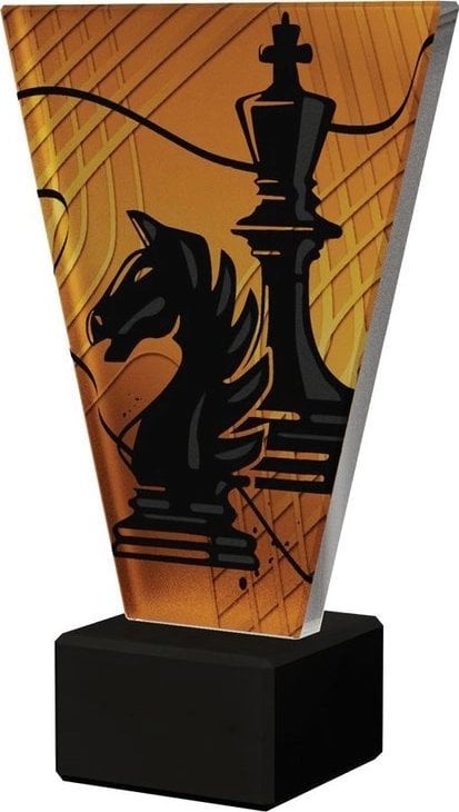 Victoria Sport Monochromatyczne trofeum szklane na podstawie marmurowej - SZACHY