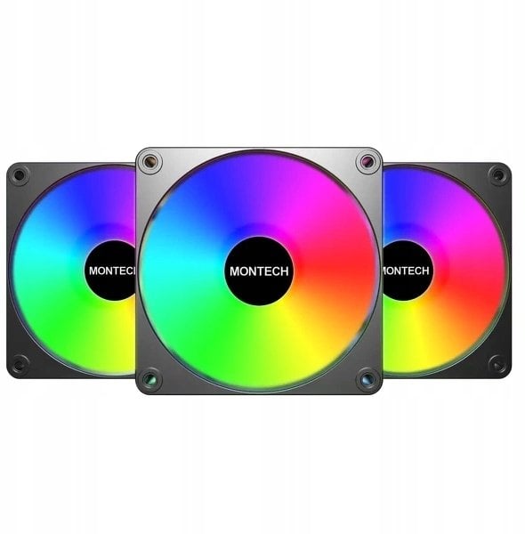 Wentylator Montech Zestaw wentylatorów GF120 V2 ARGB PWM Black 120mm (3-pak)