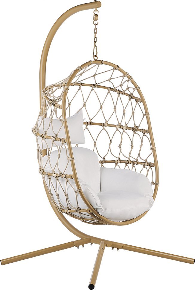 Beliani Fotel wiszący ze stojakiem beżowe ADRIA