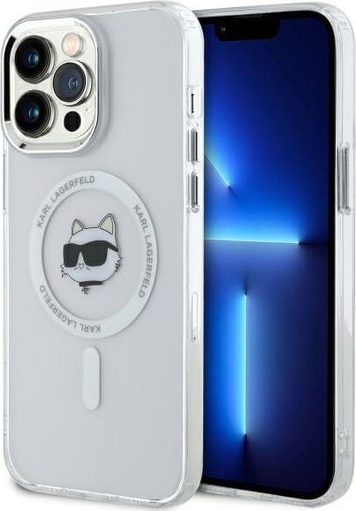 Karl Lagerfeld Karl Lagerfeld KLHMP13XHLSCHH iPhone 13 Pro Max 6.7" biały/white hardcase IML Metal Choupette Head MagSafe