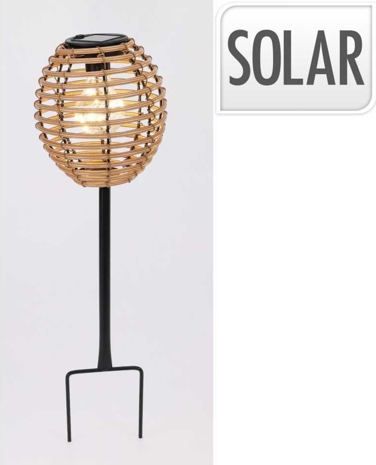 LAMPA SOLARNA KULA RATTAN NATURALNY PROGARDEN
