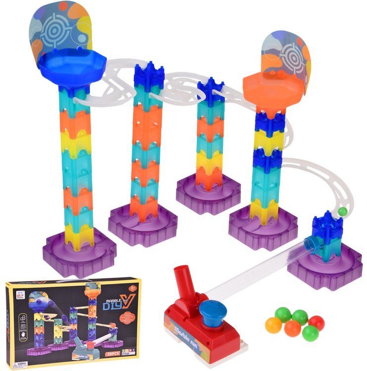 Kolorowy Tor kulkowy Marble Run DIY z wyrzutnią 58-ele ZA5979 EDUKAMP