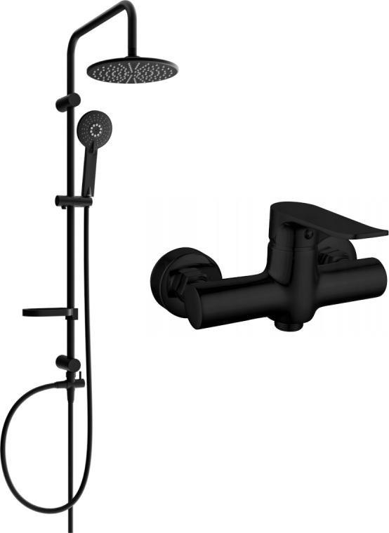 Zestaw prysznicowy Mexen Mexen Carl zestaw prysznicowy natynkowy z deszczownicą i baterią prysznicową Pecos, czarny - 72740240-70