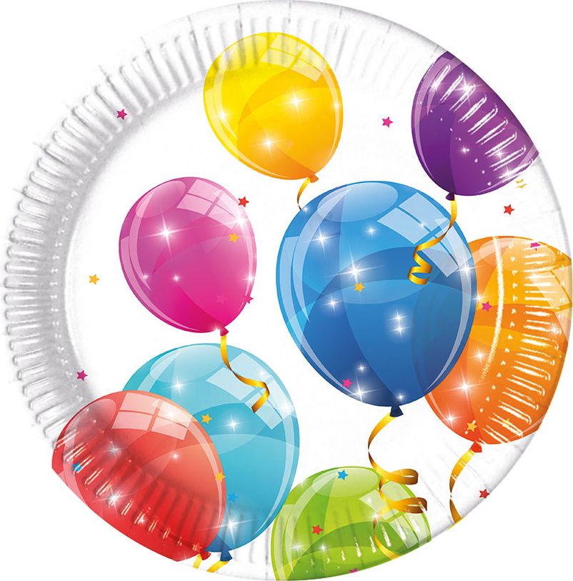 PROCOS Talerzyki papierowe Sparkling Balloons, 20 cm, 8 szt.