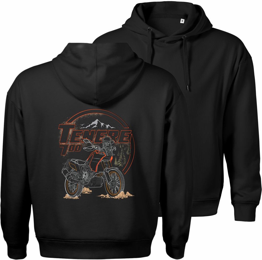 Bluza z kapturem motocyklowa z motocyklem na motor Yamaha Tenere 700 męska czarna XL