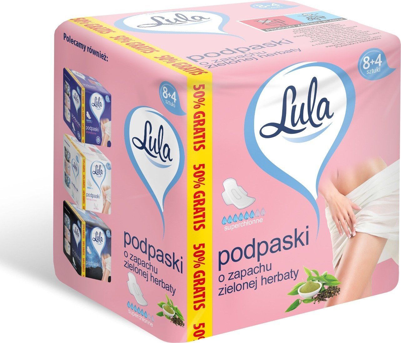 Stella LULA Podpaski higieniczne o zapachu Zielonej Herbaty - superchłonne 1op.-12szt (8+4 gratis)