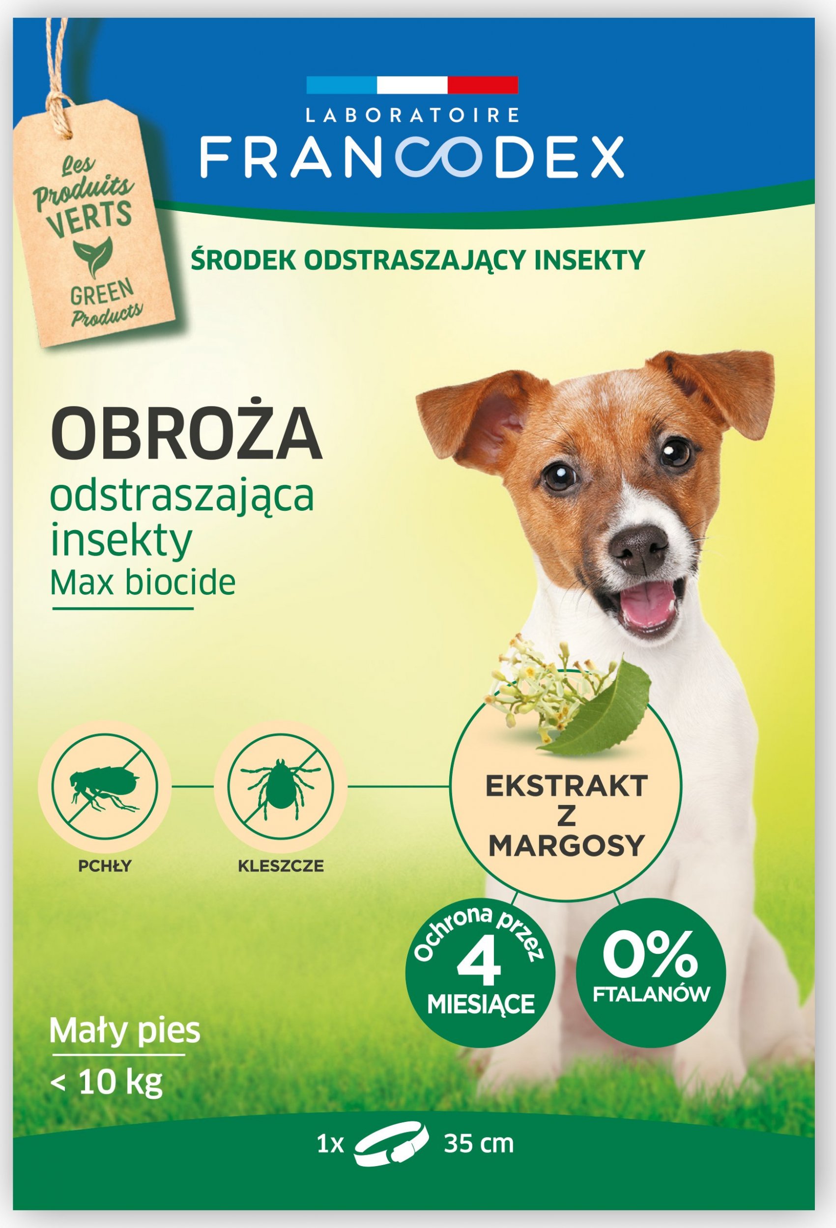 Francodex FRANCODEX Obroża dla małych psów do 10 kg odstraszająca insekty - 4 miesiące ochrony, 35 cm
