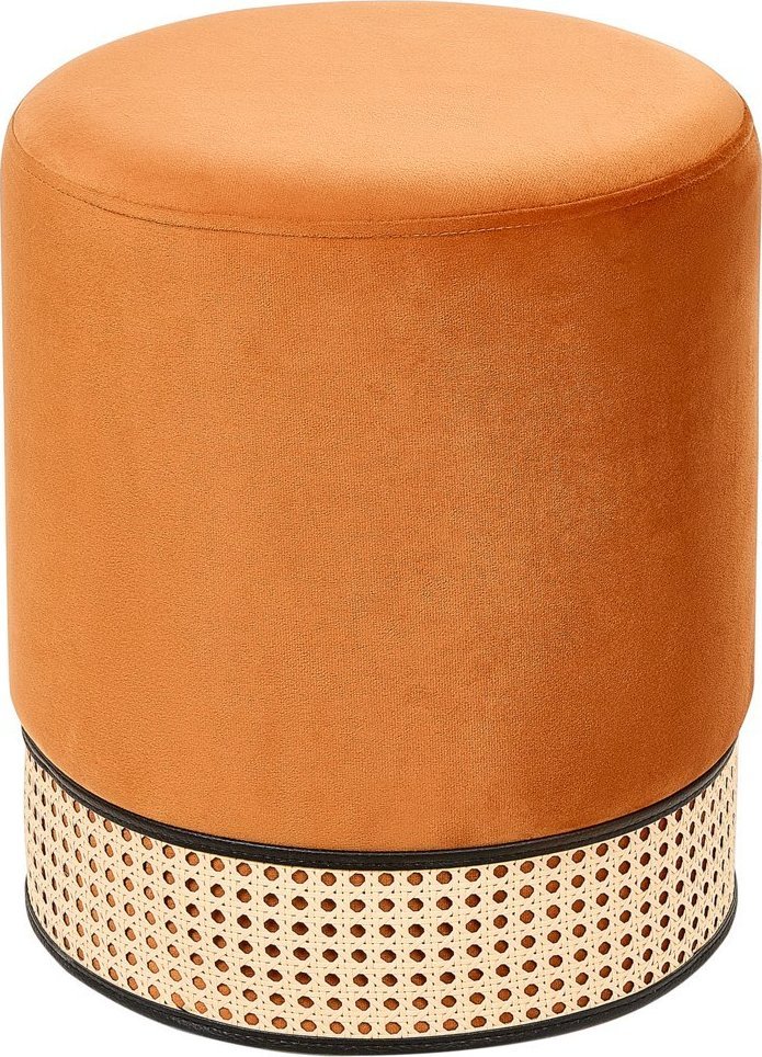 Beliani Puf welurowy pomarańczowy YANKTON
