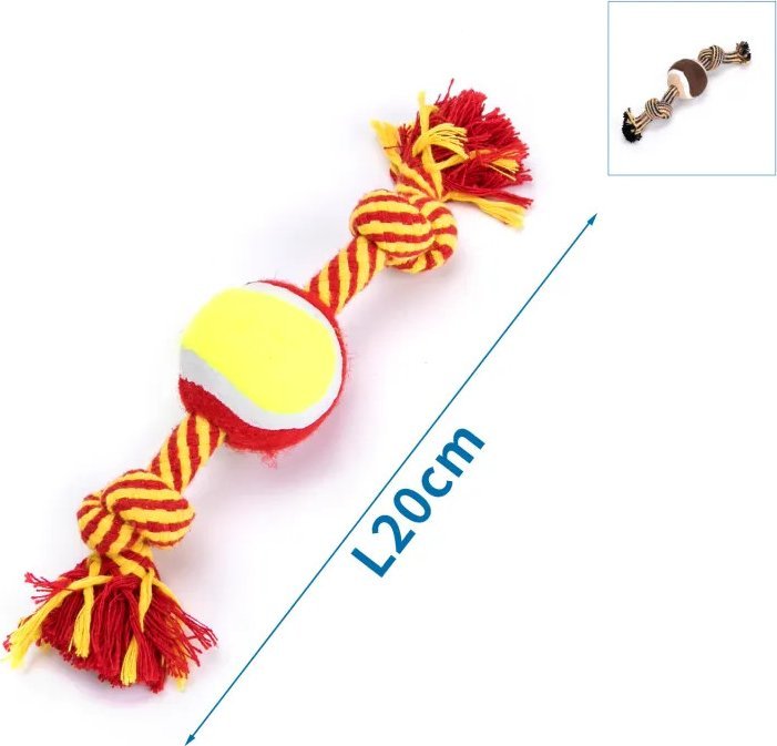 Nobleza Zabawka z bawełnianego sznura z piłką z TPR dla psa Zabawka z bawełnianego sznura z piłką z TPR dla psa