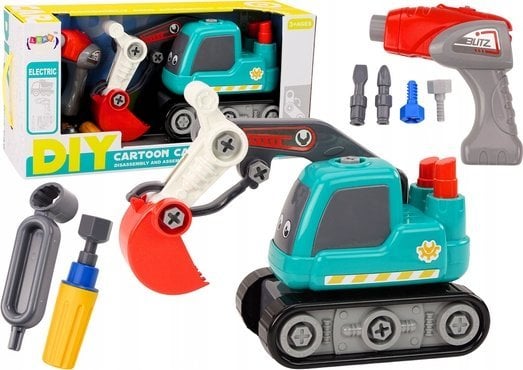 LeanToys Koparka Gąsienicowa Kreskówkowa Do Skręcania DIY Turkusowa