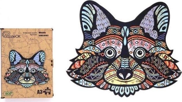 PuzzleOK Puzzle drewniane eko 130 Wesoły szop pracz A3