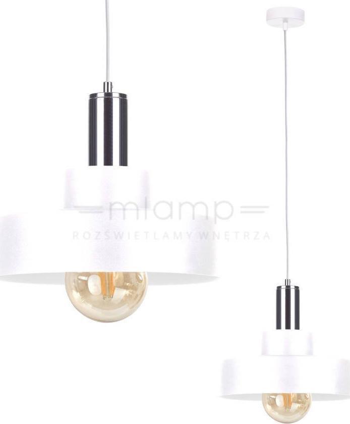 Lampa wisząca KET LAMPA wisząca KET896 loftowa OPRAWA metalowy ZWIS okrągły biały srebrny