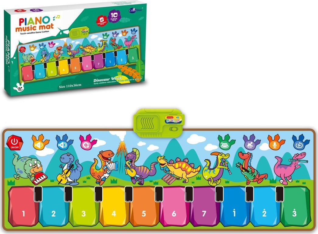 MATA MUZYCZNA PIANINKO DINOZAURY 1SZT