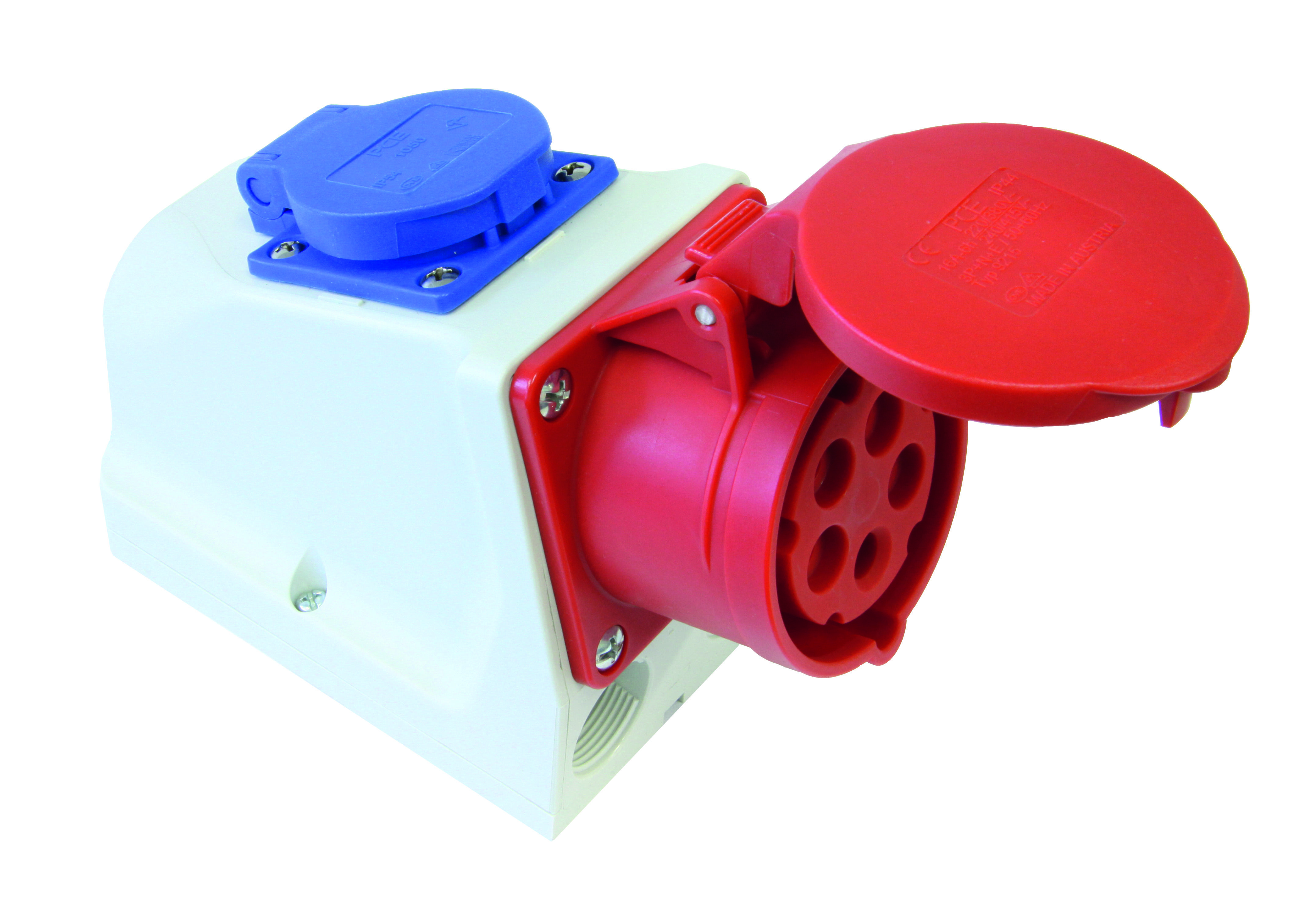 PCE Gniazdo Kombi CEE 32A 400V 3P+Z+N 230V z bolcem okablowane IP44 9225-6F.