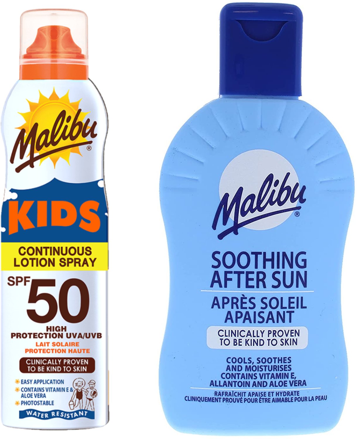 Malibu Mleczko W Aerozolu Dla Dzieci SPF50 175ml + Balsam Po Opalaniu 200ml