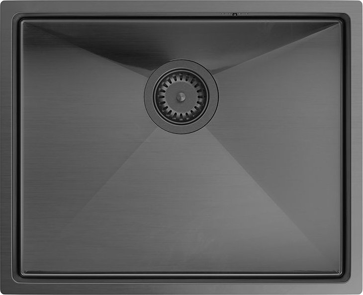 Zlewozmywak GraniteQ Quadron | ANTHONY | stalowy zlewozmywak kuchenny GRAFIT PVD | wymiary: 54 x 44 x 19 cm | 1-komorowy podwieszany | podbudowa szafk