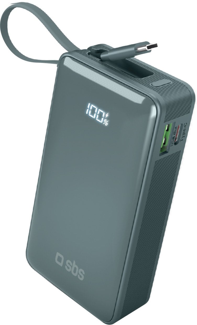 SBS LCD Power Bank 10000 mAh zila - Portativais barosanas avots
