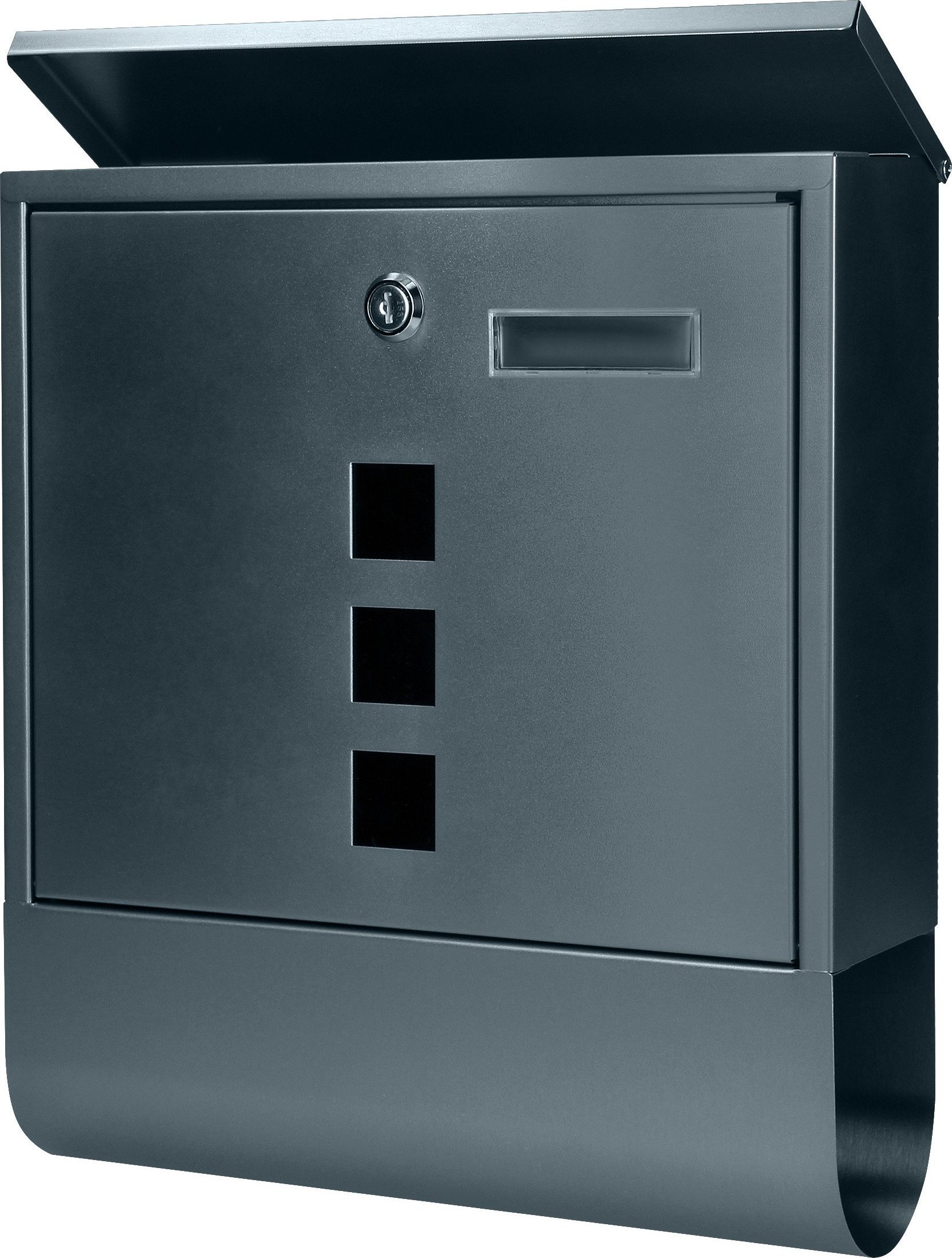 Orno Skrzynka na listy HAITI z galwanizowanej stali z gazetnikiem, okienkami i wizytownikiem, antracyt