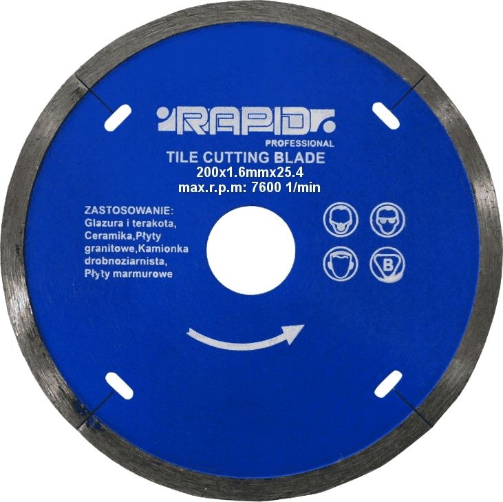 Mar-Pol tarcza diamentowa pełna 200x1,6x25,4mm Rapid (MZ08716)