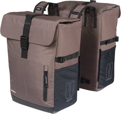 Sakwy BASIL MOVE DOUBLE BICYCLE BAG, UNIVERSAL BRIDGE, 30L, Wodoodporna, Brown (NEW 2025)