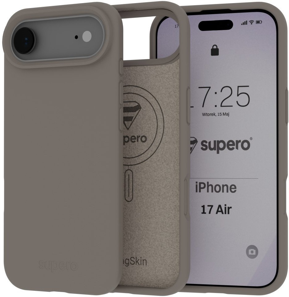 Etui silikonowe Supero MagSkin MagSafe do iPhone 17 Air, jasnoszare