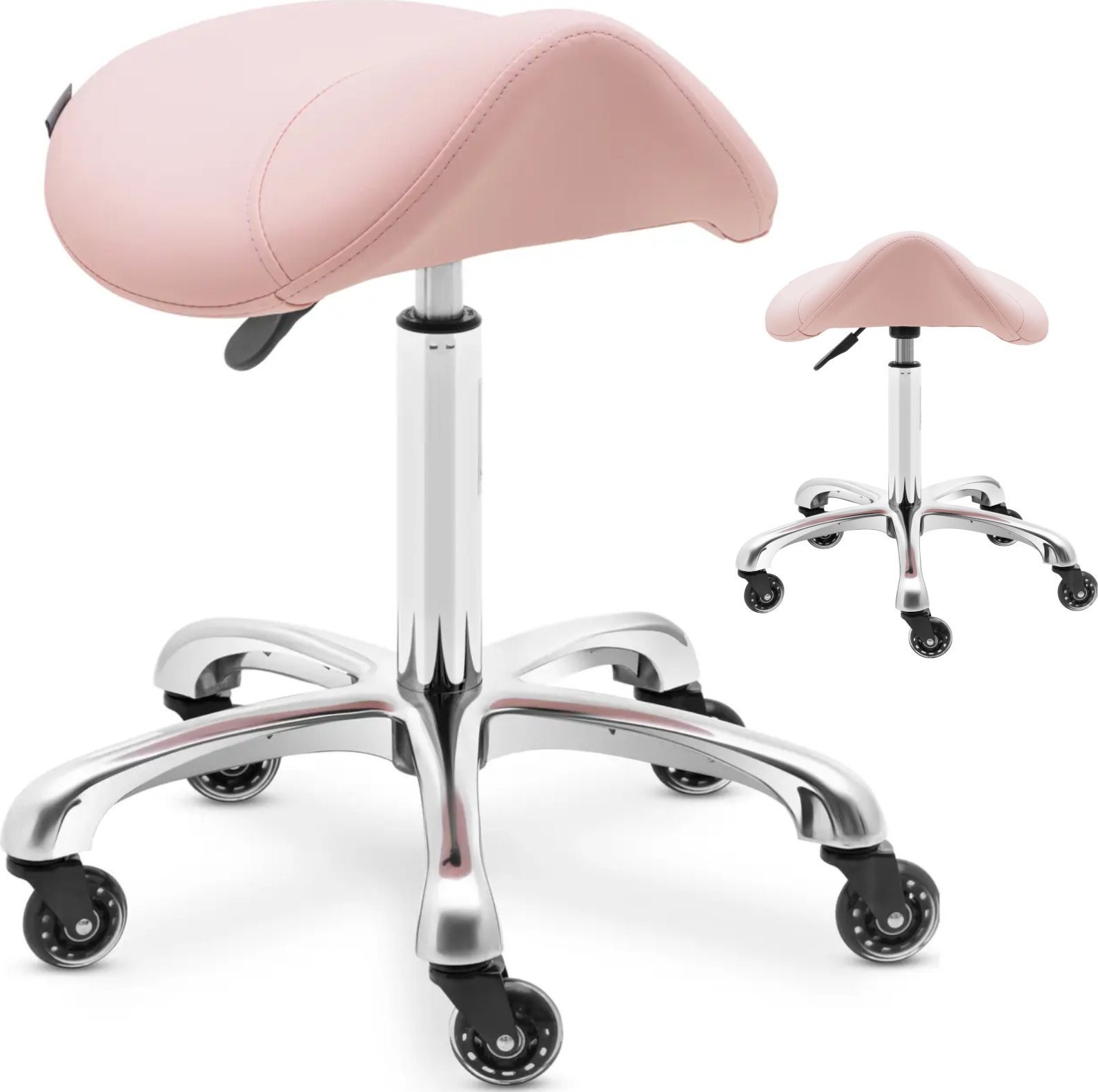 Physa Taboret stołek hoker kosmetyczny siodłowy na kółkach do 150 kg YORK - pudrowy róż Taboret stołek hoker kosmetyczny siodłowy na kółkach do 150 kg