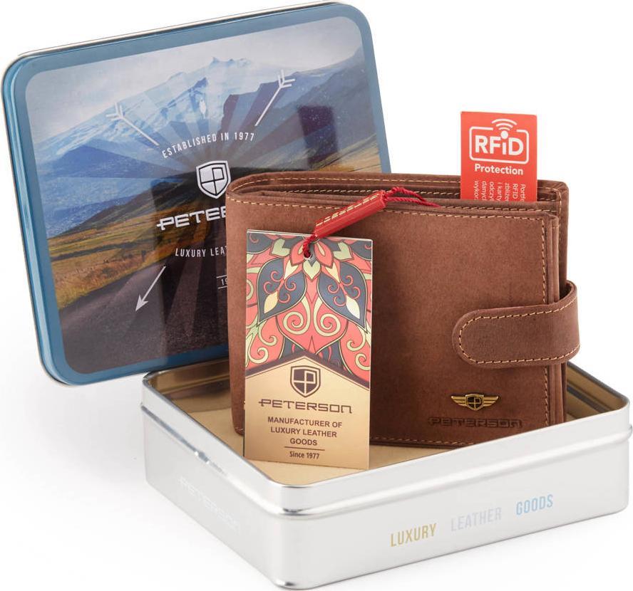 Peterson Skórzany portfel męski z antyskimmingową membraną Peterson NoSize