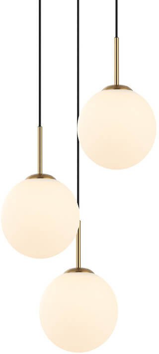 Kulista lampa zwisająca Deore PND-5578-3S-BRO-BK Italux szklana biała złota czarna