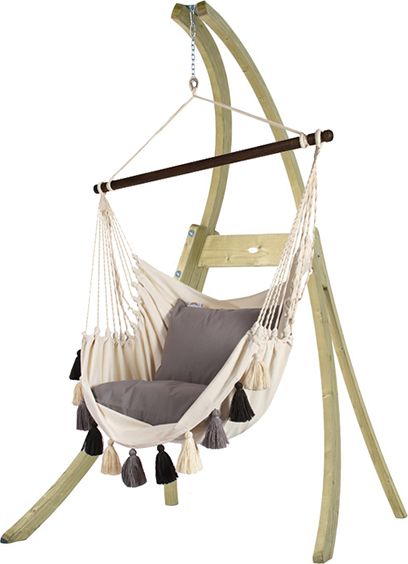 Koala Zestaw hamakowy: fotel AHC-10 ze stojakiem drewnianym Atlas, ecru-szary AHC-10-AT