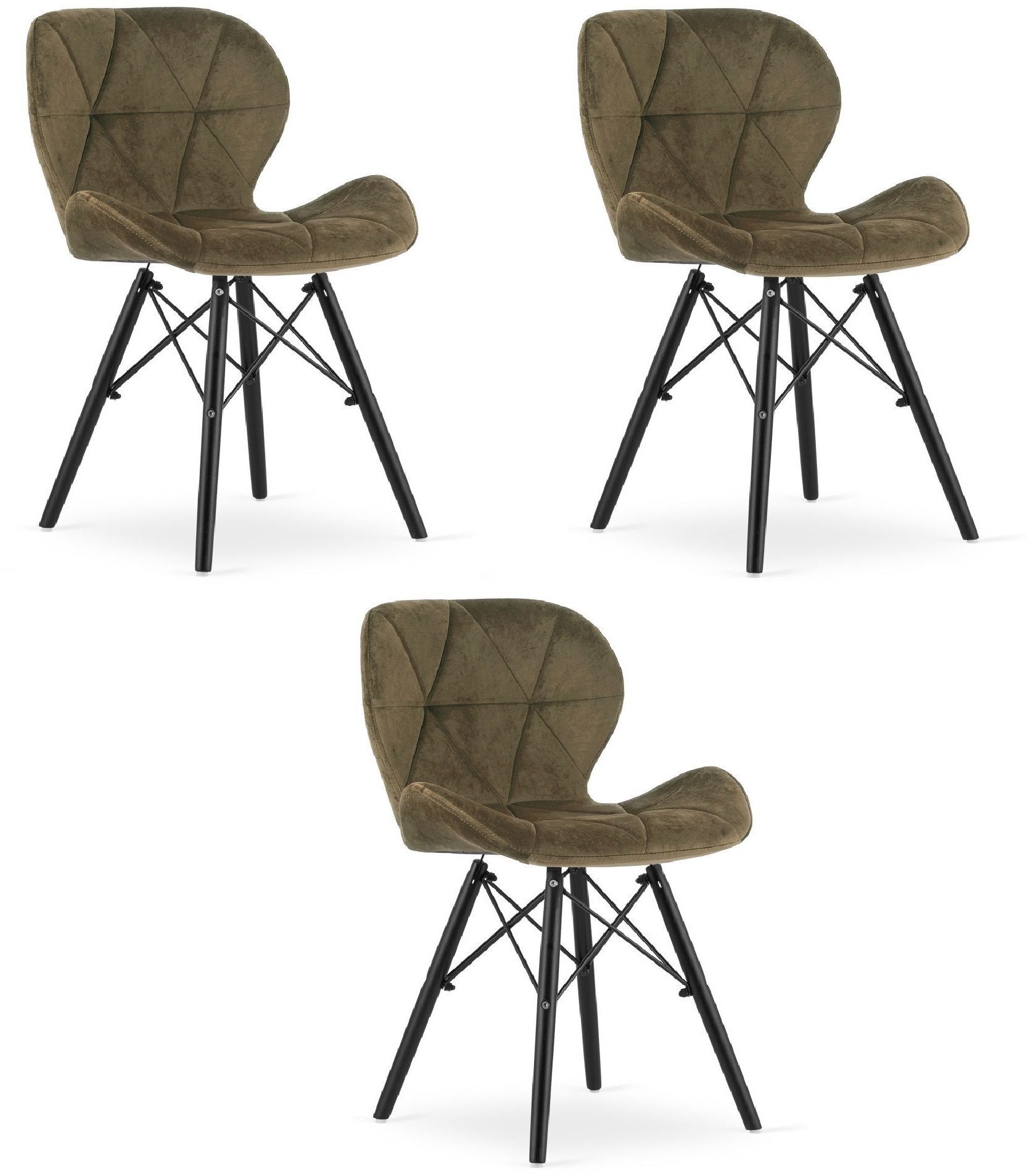 Krzesło LAGO Aksamit - brąz / nogi czarne x 3