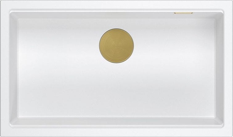 Zlewozmywak GraniteQ LOGAN 110 GraniteQ zlewozmywak snow white 76x44x23,5 cm 1-komorowy podwieszany z syfonem manualnym złoty