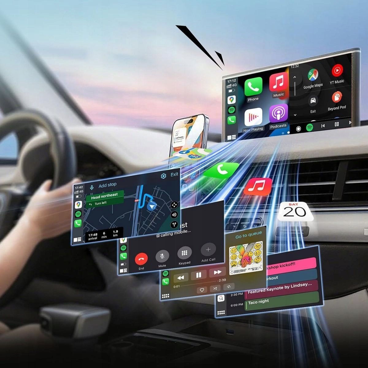 Bezprzewodowy Adapter samochodowy OTTOCAST Mini Cube T2 czarny