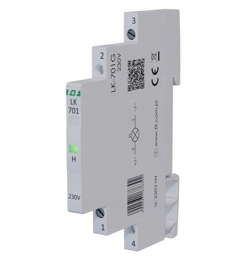 Lampka modułowa 1-fazowa zielona LED Slim 1/2 modułu 230V LK-701G