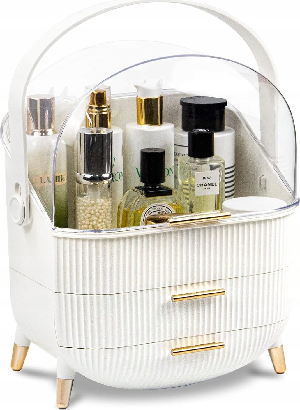 SZKATUŁKA ORGANIZER SZAFKA KUFEREK NA KOSMETYKI KOSMETYCZKA DAMSKA F9 BIAŁA