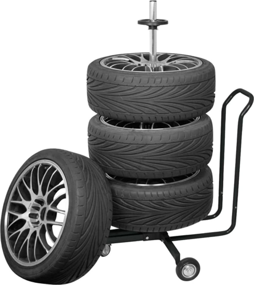 Carpoint Stojak na opony z pokrywą, aluminiowy, czarny