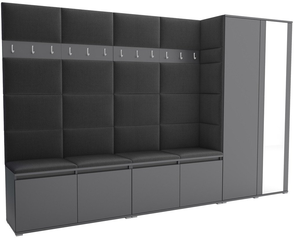 Tapicerowana garderoba Noris V z lustrem - kolor antracyt + tkanina Trinity 15