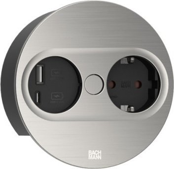 Bachmann BACHMANN TWIST 2 1xCEE7/3 1xUSB A/C 22W 2.0m AEH stal nierdzewna wygląd okrągły