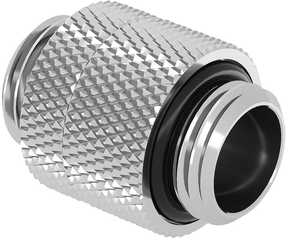 Barrow Adapter, gerade G1/4 Zoll AG auf G1/4 Zoll AG, drehbar - 14mm, weiß-silber