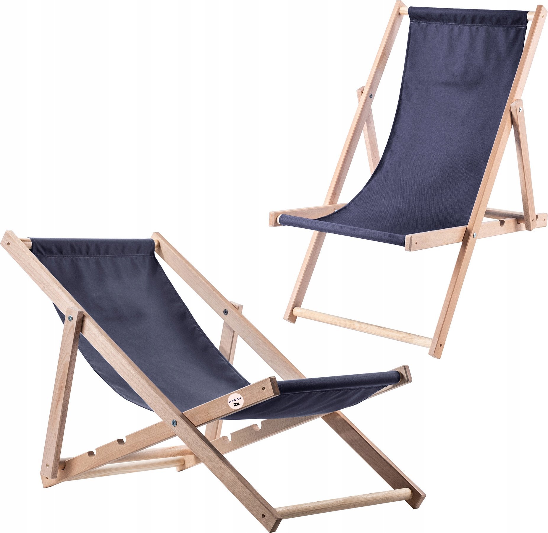 Kadax KADAX Leżak Drewniany Ogrodowy Plażowy Składany Granat Leżaki 2x Polski Producent