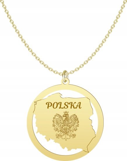 Radziszewska Jewellery Pozłacany Naszyjnik mapa POLSKA pancerka GRAWER