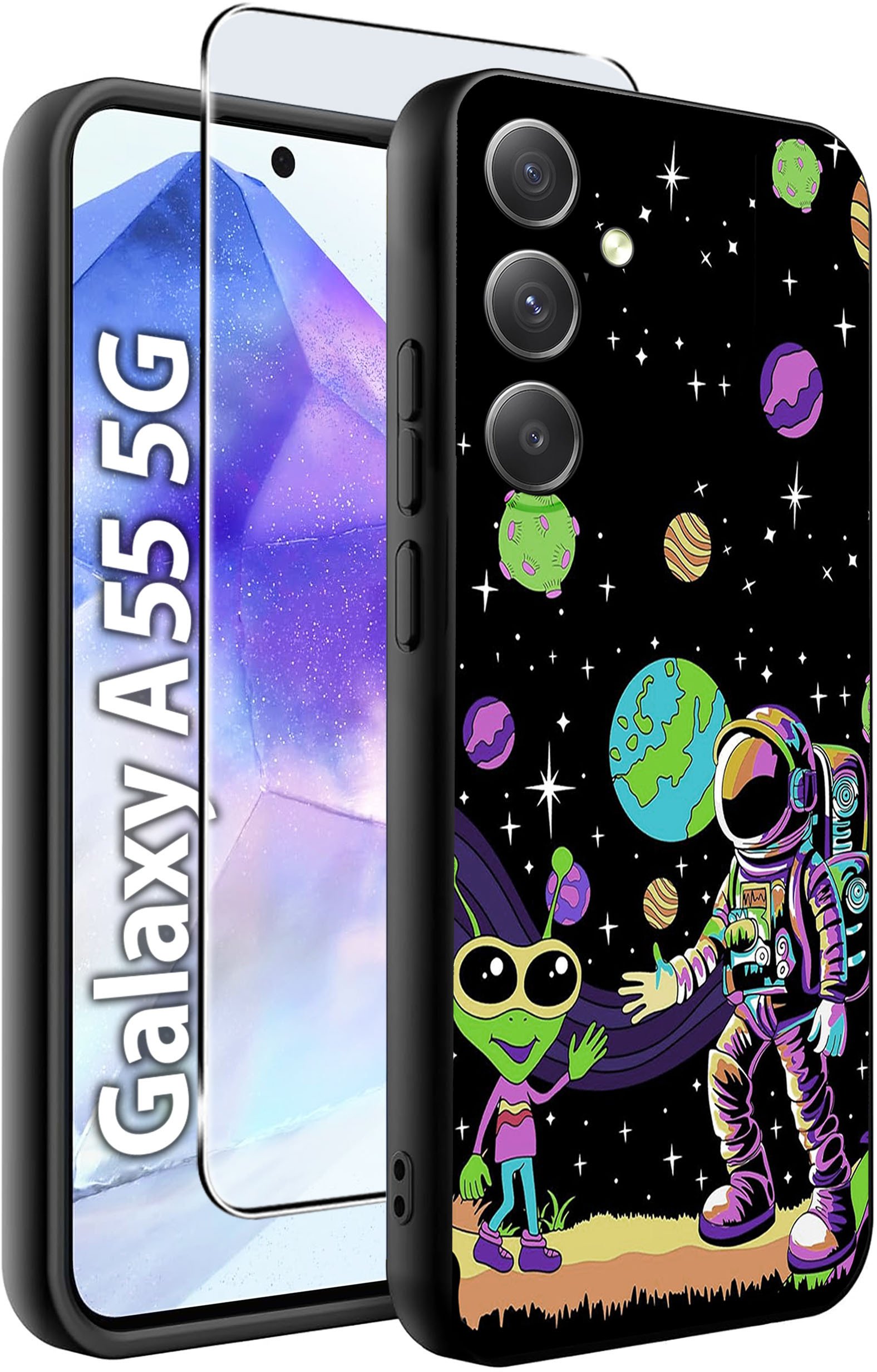 ETUI do Samsung A55 5G WZORY | SILIKONOWE MATT CASE + SZKŁO HARTOWANE 9H