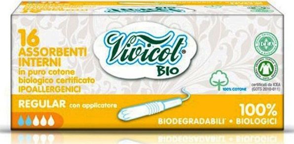 Vivicot Vivicot BIO- Tampony higieniczne REGULAR z aplikatorem z organicznej bawełny 16szt