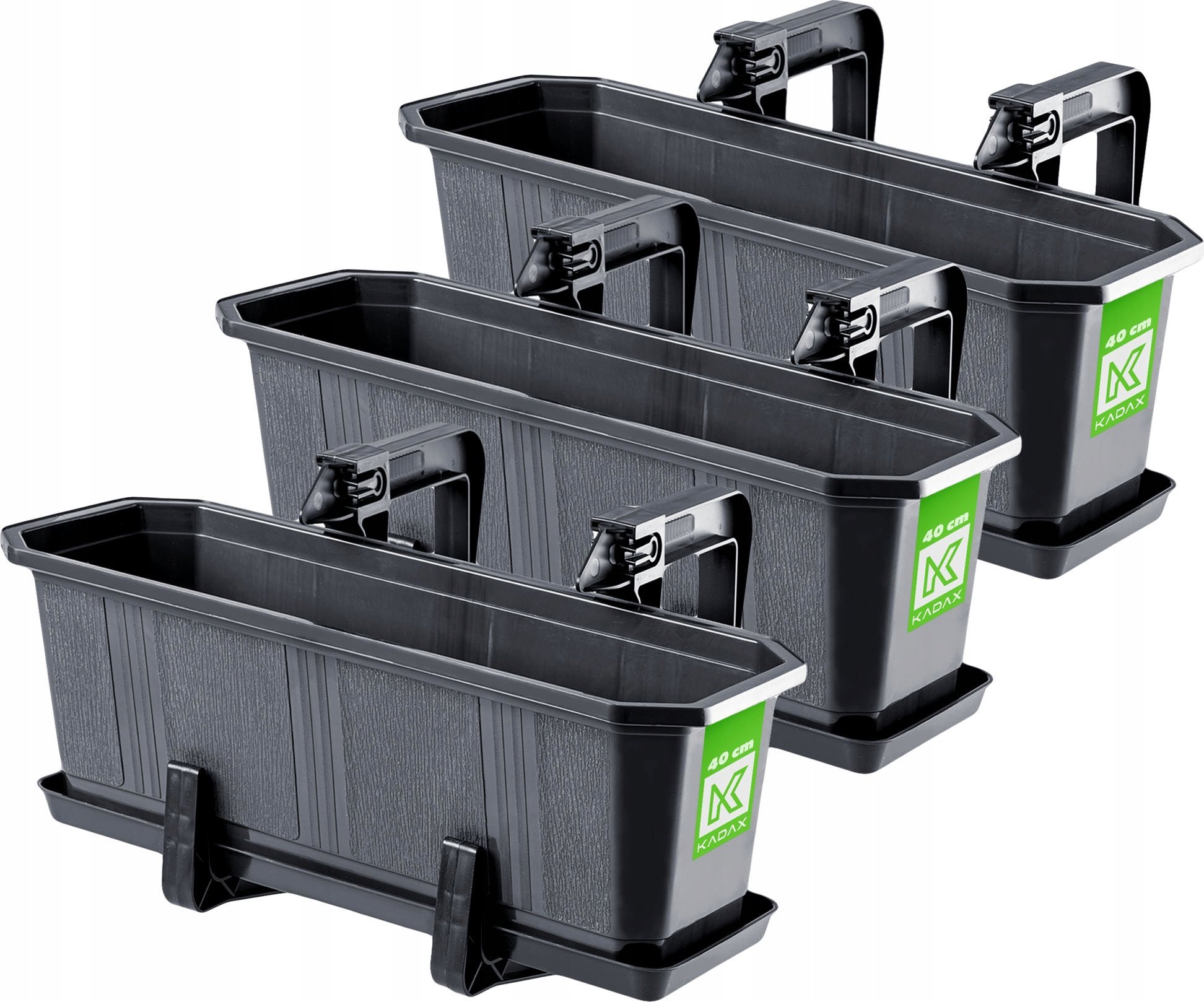 Kadax KADAX 3x Skrzynka Balkonowa 40cm Uchwyty Grafitowa