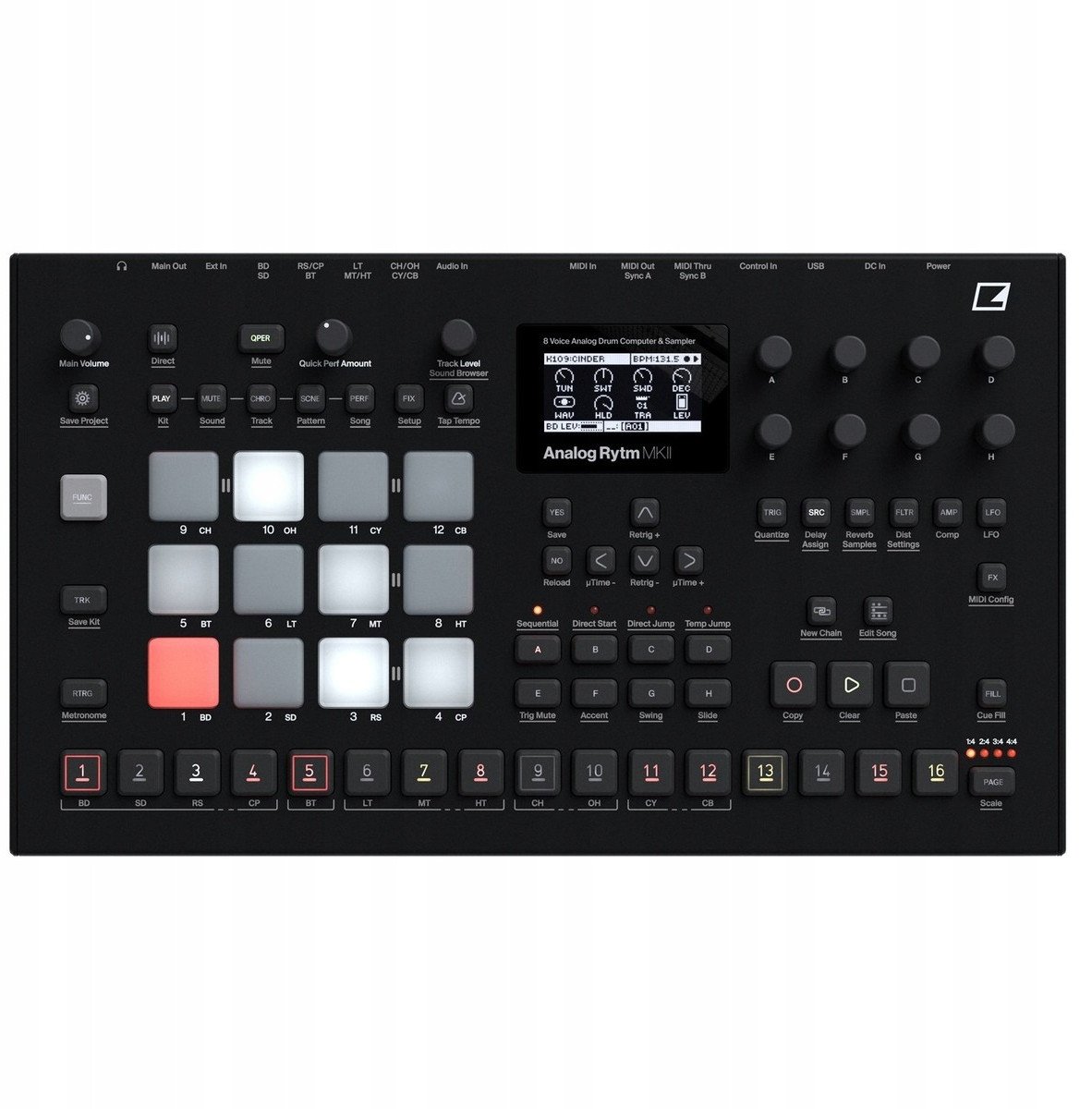 Elektron Analog Rytm MKII Analogowy groovebox i sampler perkusyjny czarny