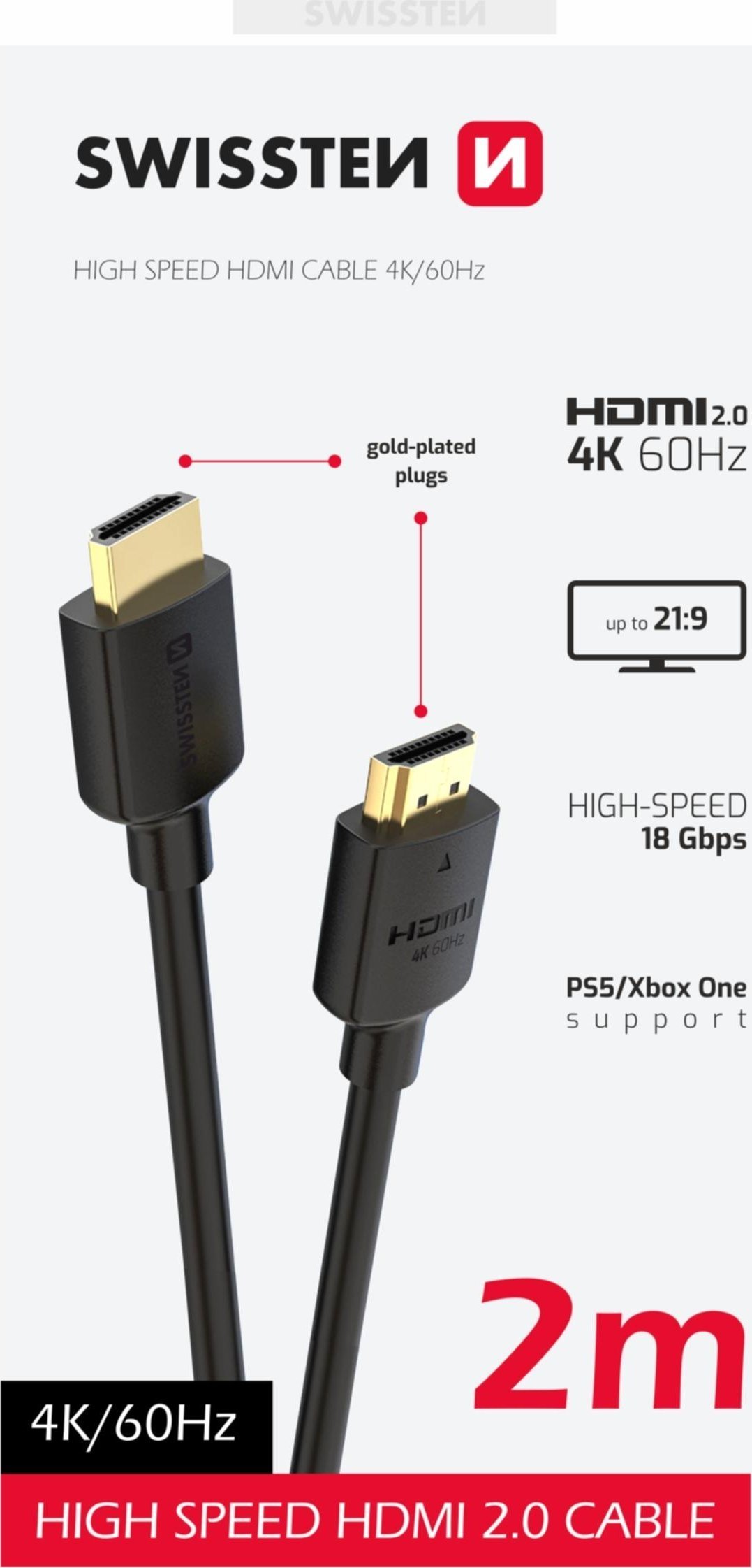 Swissten HDMI to HDMI 4K Cable 2m