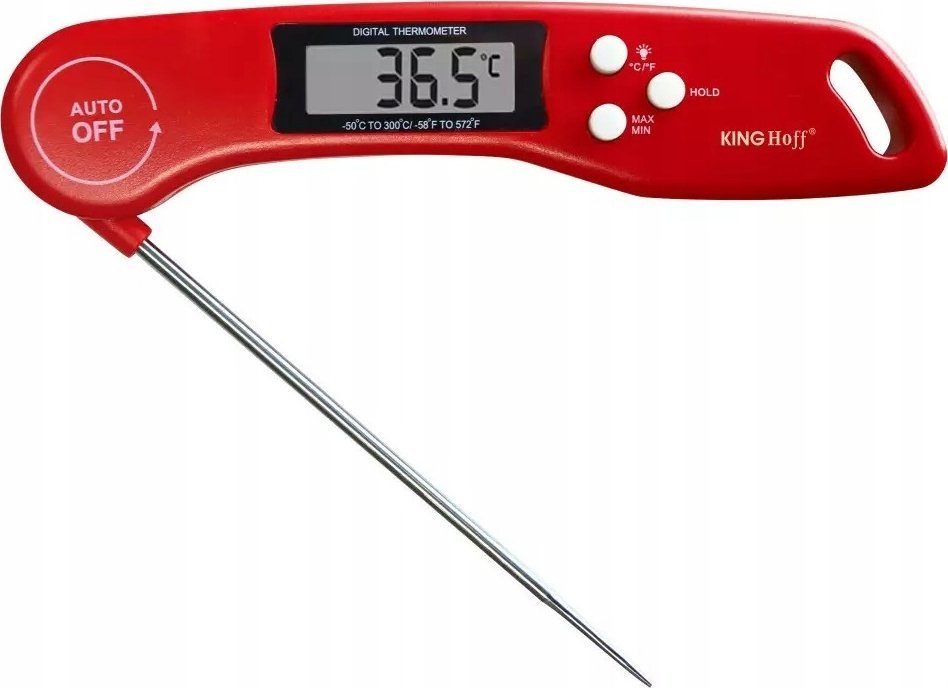 KingHoff TERMOMETR ELEKTRONICZNY DO POTRAW -50-300C LCD KINGHOFF KH-1670 Czerwony