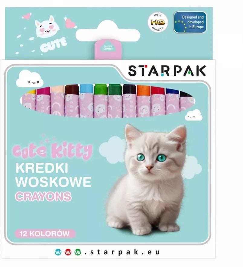 KREDKI WOSK 12KOL CUTIES KITTY STK PUD 12/144